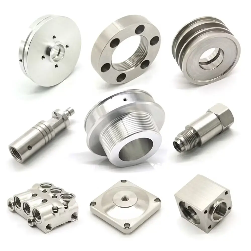 Collection of completed custom-machined metal components