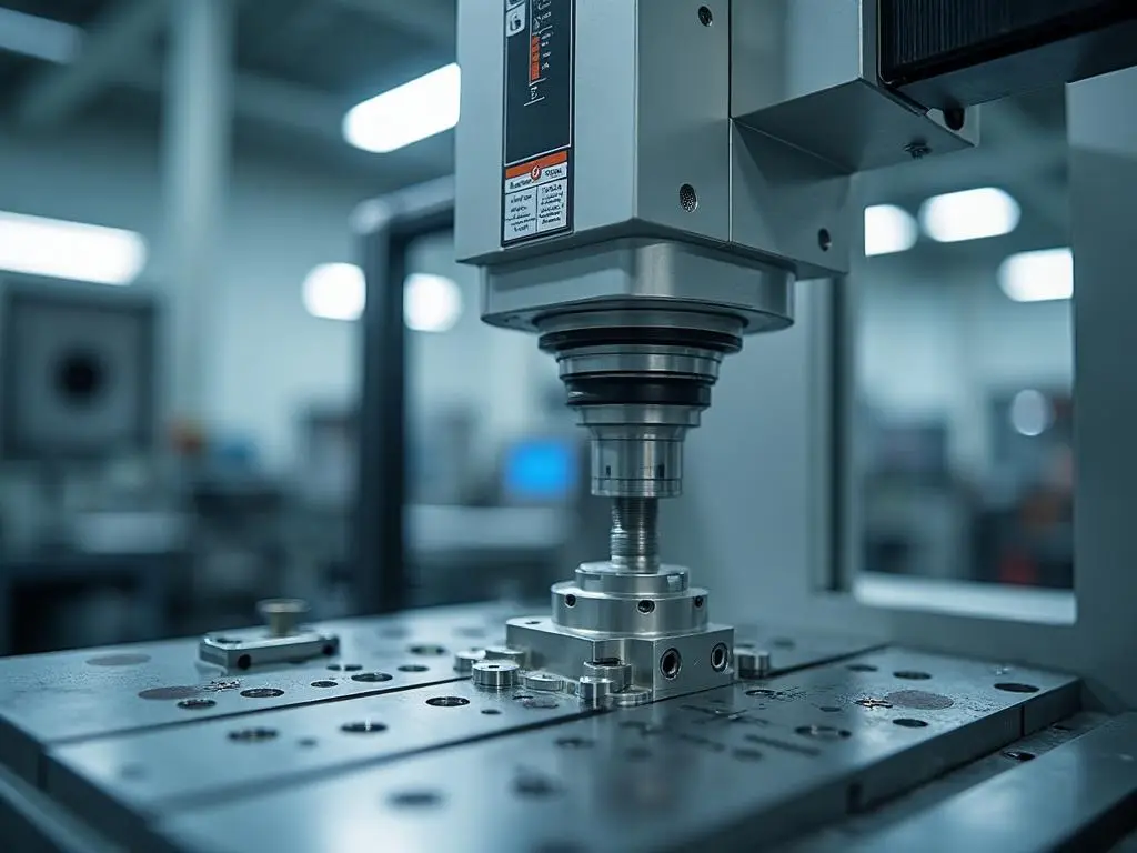 Quality inspector measuring the dimensions of a finished machine part